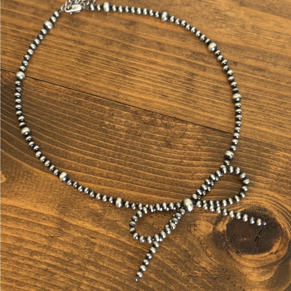 Navajo Pearl Style Sterling Silver Bow Tie necklace